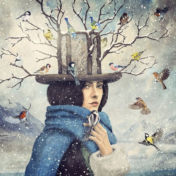 The Lady With The Bird Feeder Hat - Paula Belle Flores