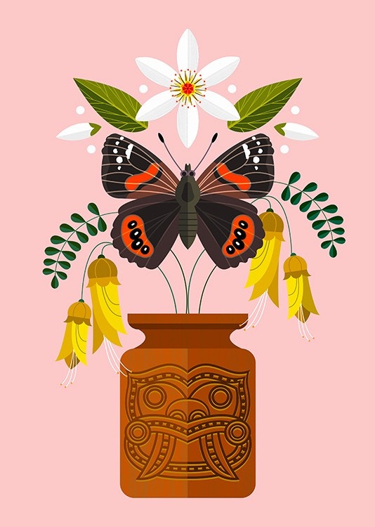 Admiral Butterfly & Vase