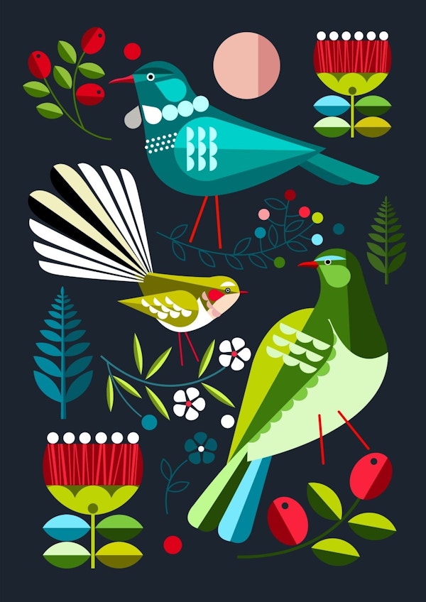 New Zealand 3 Folk Birds - Ellen Giggenbach