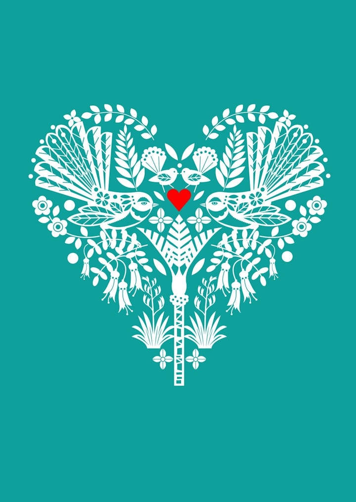 New Zealand Turquoise Fantail Heart